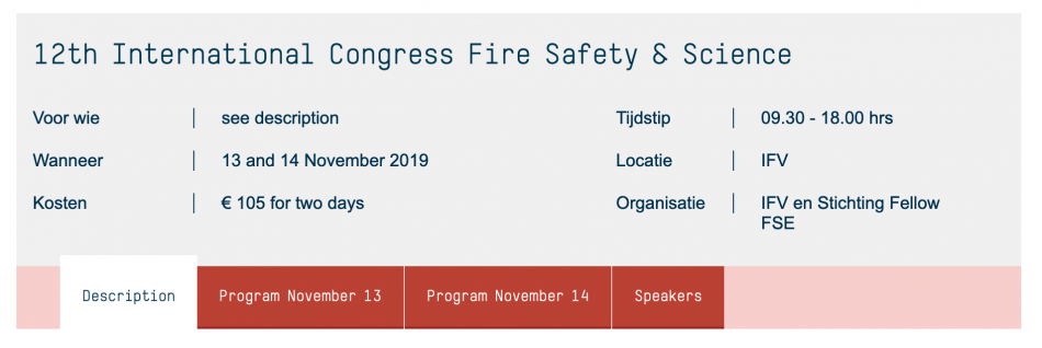 Nationaal Congres Fire Safety & Science IFV op 13 en 14 november